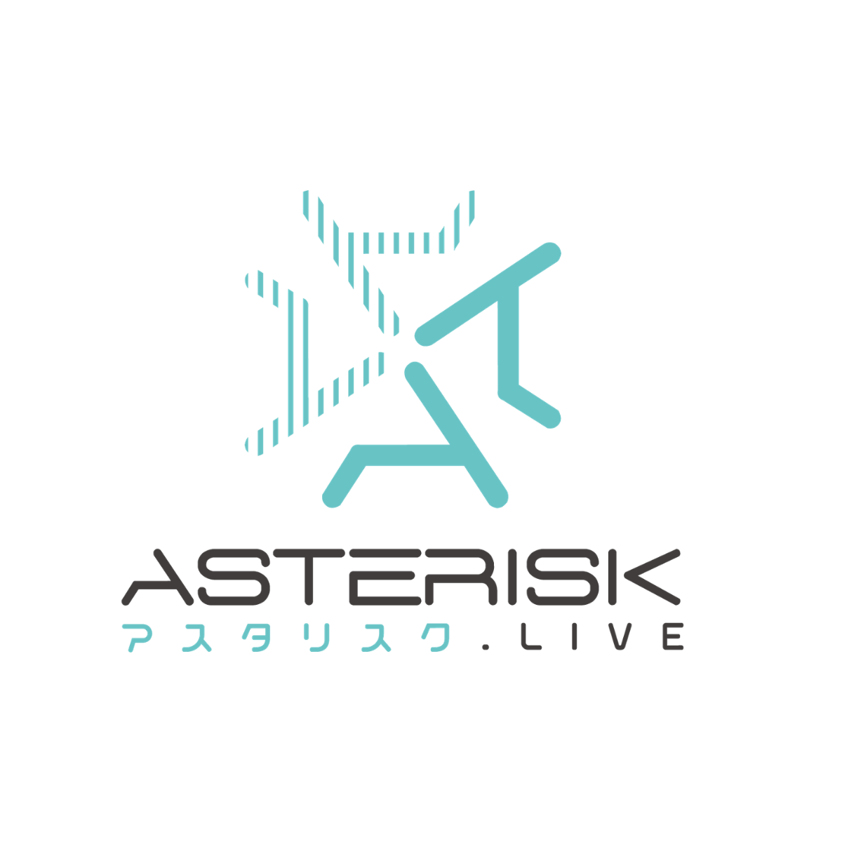 Asterisk.Live logo: turquoise abstract star icon above the brand name 'ASTERISK.LIVE' with teal Japanese text beneath.